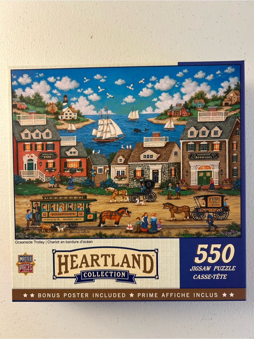 Heartland Collection 550-Piece Coastal Town Jigsaw Puzzle - Blue